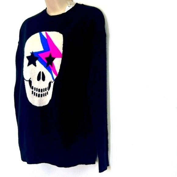 Aqua Cashmere - NWT Aqua Skull Lightning 100 Percent Cashmere Sweater Size Small - Picture 5 of 10